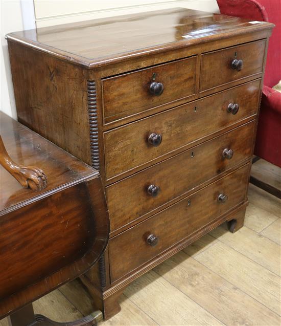 A late George III mahogany chest of drawers W.93cm
